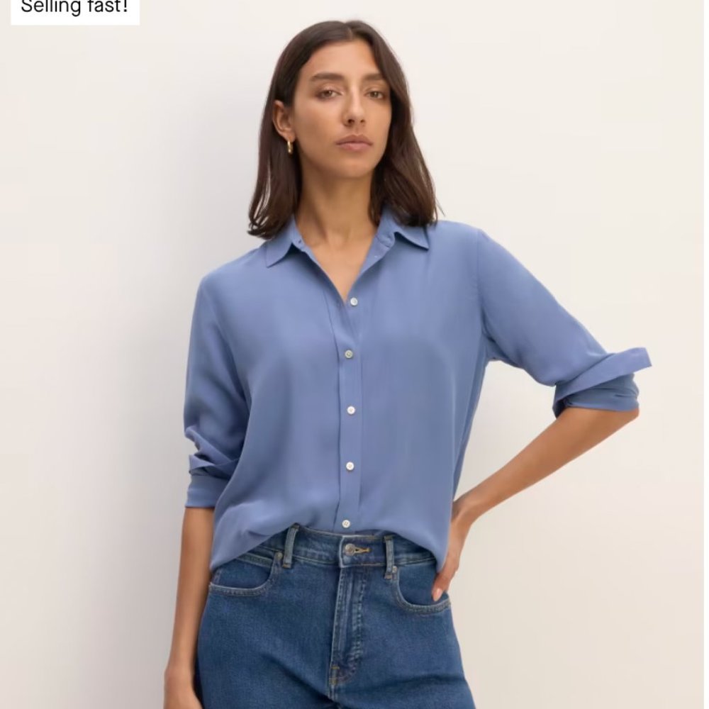 The Washable Clean Silk Relaxed Shirt in French Blue